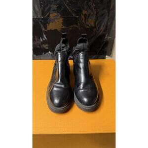 Black Leather Ankle Boots Women’s US 9.5 Chunky Sole Slip-On